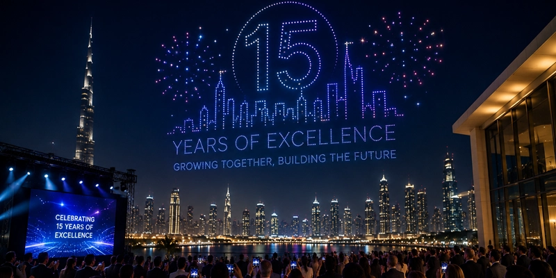 Drone show celebrating a corporate milestone event