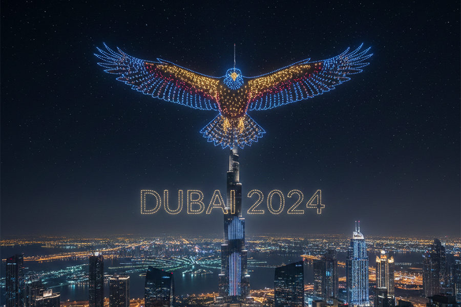 Drone light show over Burj Khalifa, Dubai