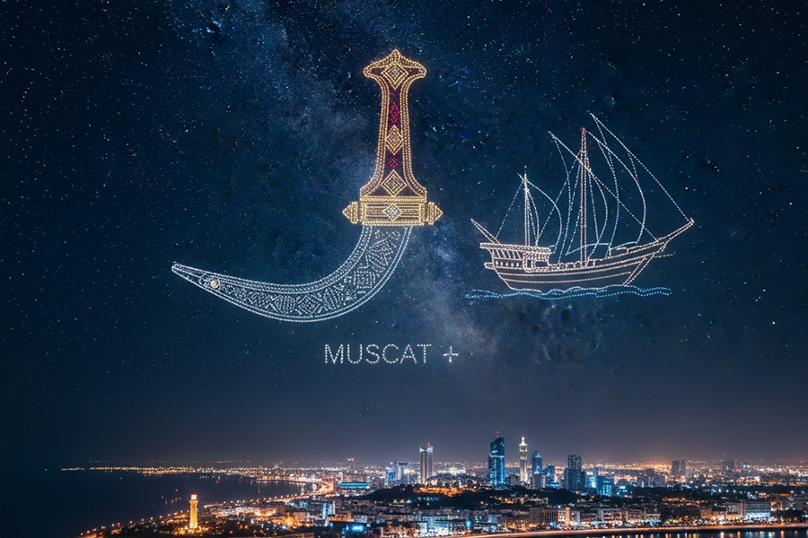 Drone light show in Muscat, Oman